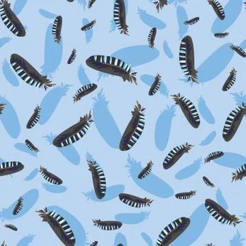 Eurasian jay feathers seamless vector pattern Illustrazione stock