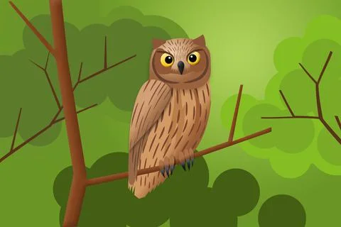 Eurasian scops owl by Day Stock Illustration