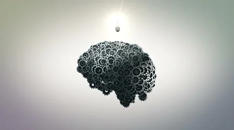 Eureka 4k - a mechanical brain made of gears and a lightbulb moment Stock Footage
