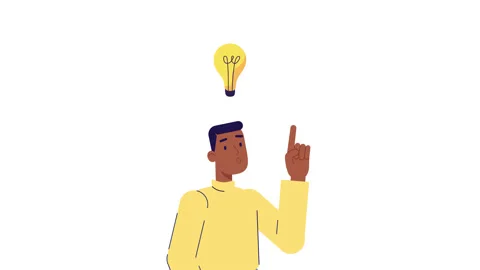 Eureka, great idea. man thinking, hand gesture, index finger up. light bulb Stock Footage 199614355