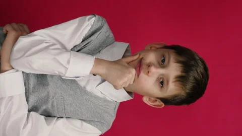 Eureka! The student came up with an idea. The boy thinks and comes up with .. Stock Footage 254009894