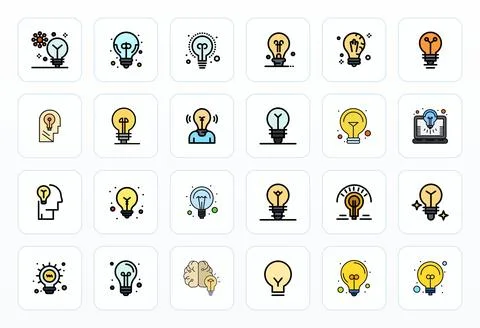 Eureka Vector Icon Collection featuring 24 PIXEL Perfect 256x256 Filled Lin.. Stock Illustration