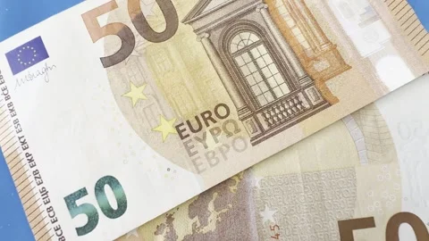 Euro 50 Currency Notes Stock Footage 281508126