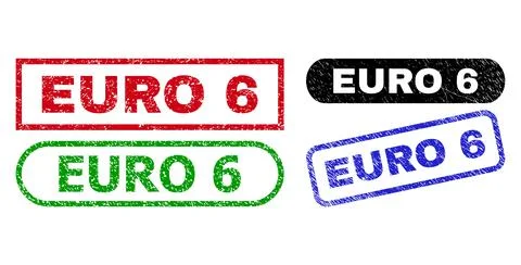 EURO 6 Rectangle Stamps Using Corroded Style Stock Illustration