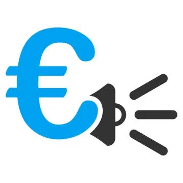 Euro Ads Megaphone Flat Vector Icon Stock Illustration