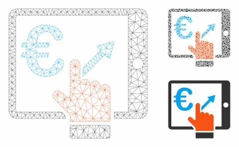Euro Analytics Tablet Vector Mesh Carcass Model and Triangle Mosaic Icon Stock Illustration