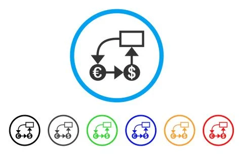 Euro And Dollar Flow Chart Rounded Icon Stock Illustration