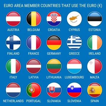 Euro area member countries using the euro Stock Illustration
