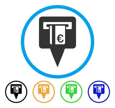 Euro ATM Pointer Rounded Icon Stock Illustration
