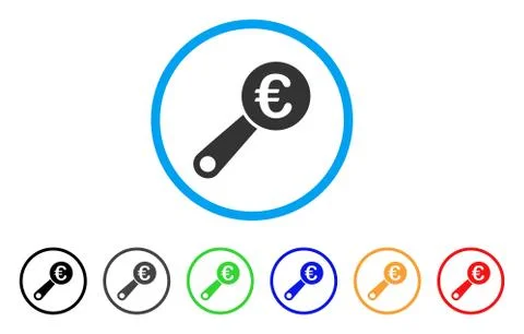 Euro Audit Rounded Icon Stock Illustration