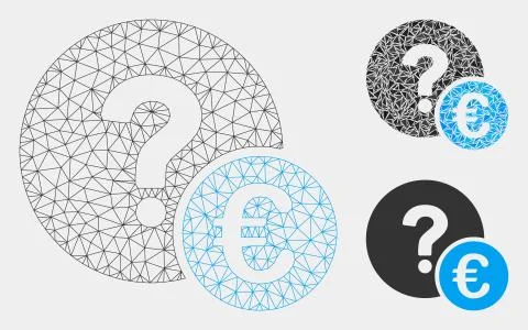 Euro Balance Query Vector Mesh Wire Frame Model and Triangle Mosaic Icon Stock Illustration