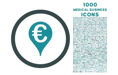 Euro Bank Map Pointer Rounded Icon with 1000 Bonus Icons Stockillustratie