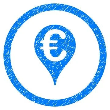 Euro Bank Map Pointer Rounded Icon Rubber Stamp イラスト素材