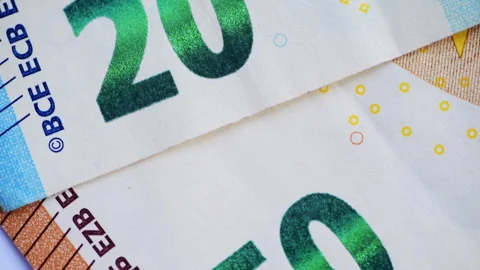 Euro bank notes macro. Stock Footage 312619331