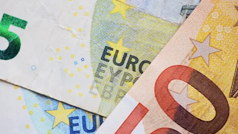 Euro bank notes macro. Stock Footage 312619734