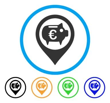 Euro Bank Pointer Rounded Icon Stock Illustration
