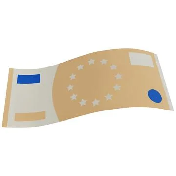 Euro banknote falling, 3D beige paper bill with stars, vector cartoon money cash Stock Illustration