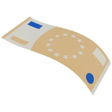 Euro banknote falling, vector 3D beige paper bill with stars, realistic cartoon Stock Illustration