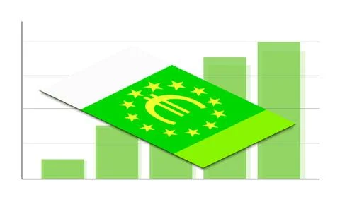 Euro banknote on graphs background, isometric, isolated Stock Illustration
