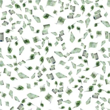 Euro banknote seamless pattern isolated falling background. European money bi Stock Photos