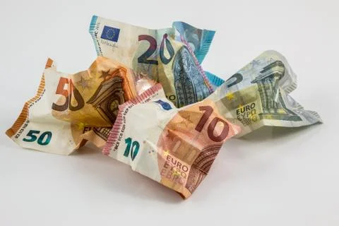 Euro banknotes and white background Stock Photos