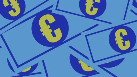Euro banknotes appear on a white background. Marketing and success concept Stock Footage 132925377