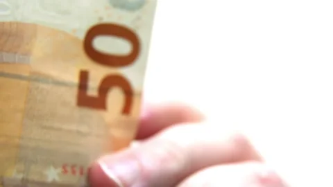Euro banknotes are stacked one on top of the other. Counting money. Stock Footage 201421353