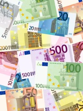 Euro banknotes background vertical Stock Illustration