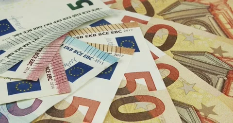 Euro banknotes closeup rotating loopable 動画素材 152892882