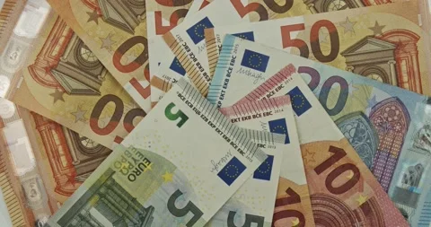 Euro banknotes closeup rotating loopable 動画素材 153156135