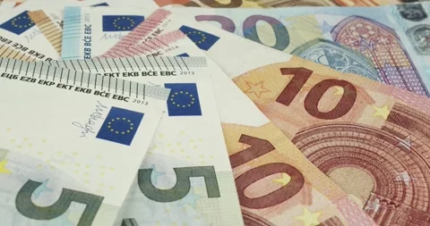 Euro banknotes closeup rotating loopable Stock Footage 156511642