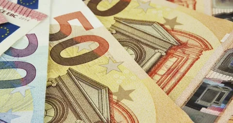 Euro banknotes closeup rotating loopable Stock Footage 158630116