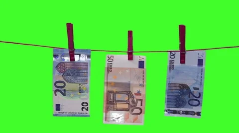 Euro banknotes on Clothes Line Video stock 62070461