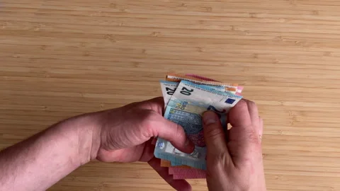 Euro Banknotes Counted on Table – Financial Concept Stock Footage 308287248