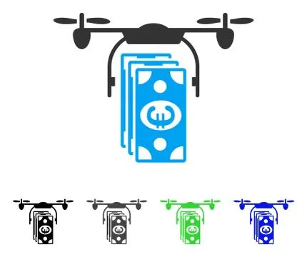 Euro Banknotes Drone Flat Icon Stock Illustration