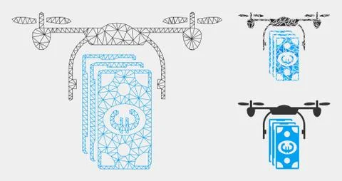Euro Banknotes Drone Vector Mesh 2D Model and Triangle Mosaic Icon Stockillustratie