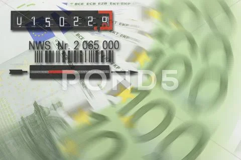 Euro banknotes, electricity meter, symbol for energy costs Stock Illustration