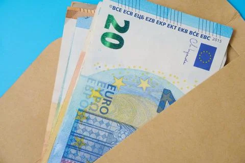 Euro banknotes in an envelope Foto stock
