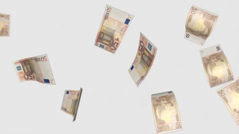 Euro Banknotes Falling Animation on Alpha Channel, Loop 库存影片 276899267