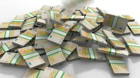 Euro banknotes falling into pile  Video stock 704575
