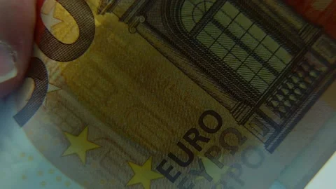 Euro banknotes on a glass table. Stock Footage 201887908