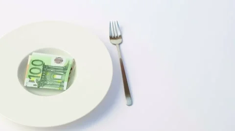 Euro banknotes on plate Stock Footage 56143802