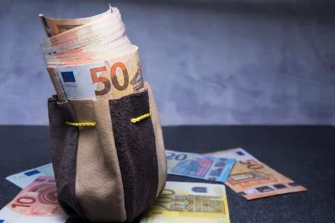 Euro banknotes in the pouch Stock Photos