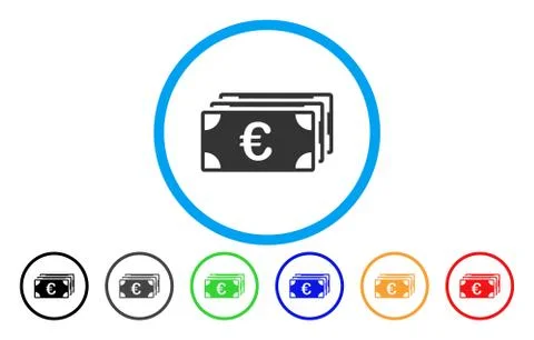 Euro Banknotes Rounded Vector Icon Stock Illustration