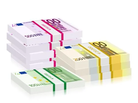 Euro banknotes stacks Stock Illustration