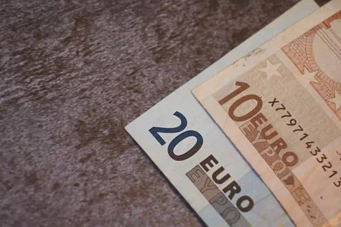 Euro banknotes on a textured surface 스톡 사진