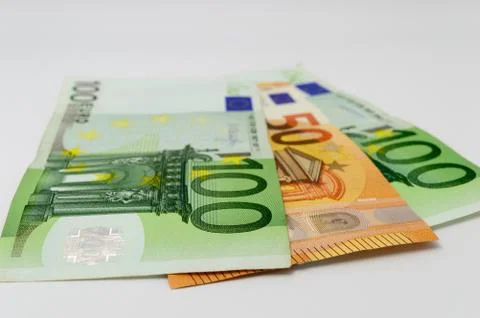 Euro banknotes on white background Stock Photos