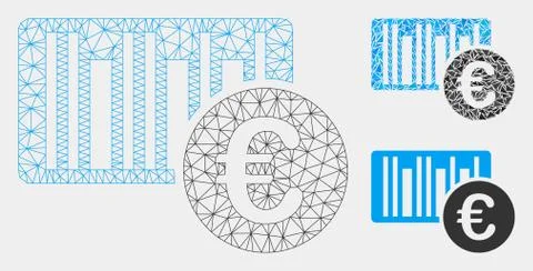 Euro Bar Code Price Vector Mesh Carcass Model and Triangle Mosaic Icon Stock-Illustration