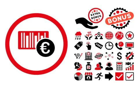 Euro Barcode Flat Vector Icon with Bonus Illustrazione stock
