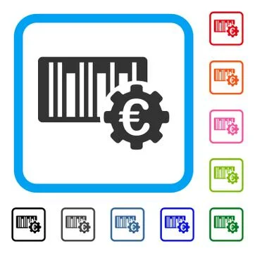 Euro Barcode Setup Framed Icon Stock Illustration